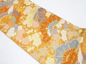 佐賀錦　鶴に笠松・枝梅模様織り出し袋帯